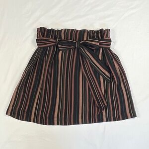 American Eagle Black Paper Bag Tied Striped Mini Skirt Size Small
